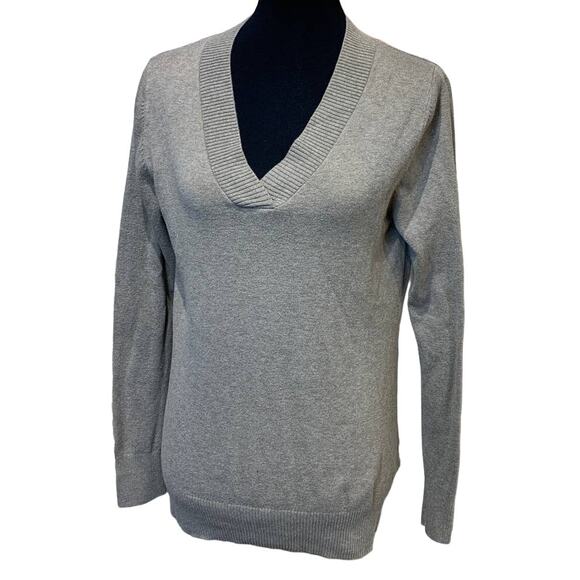 GAP Womens Large Deep V Neck Long Sleeve Cotton Blend Pullover Sweater - Picture 1 of 5